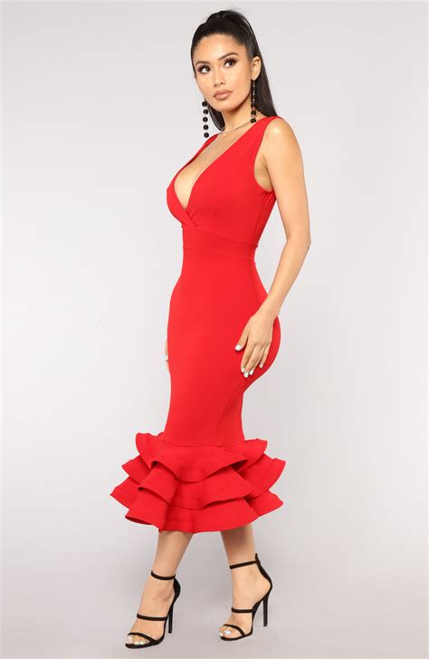 Dates With Babe Ruffle Dress Red Fashion Nova Dresses Fashion Nova