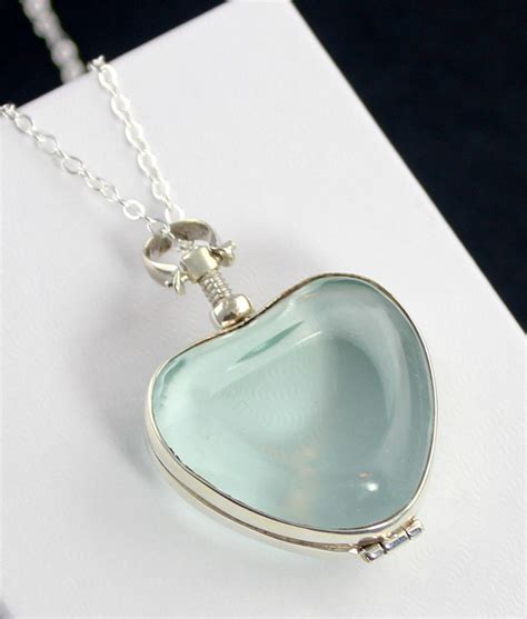 Sterling Silver Clear Glass Heart Photo Locket Necklace