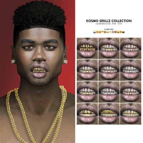 Kosmo Grillz Collection Ts4 Conversion Compatible Sims 4 Piercings