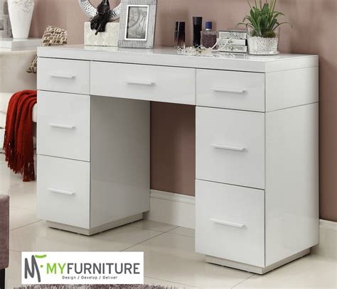 Save high gloss dressing table to get email alerts and updates on your ebay feed.+ windsor 2 drawer console table shelf hallway side end dressing table desk white. RIO Mirrored WHITE GLASS Dressing Table Console 7 Drawer ...