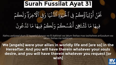 Surah Fussilat Ayat 31 4131 Quran With Tafsir My Islam