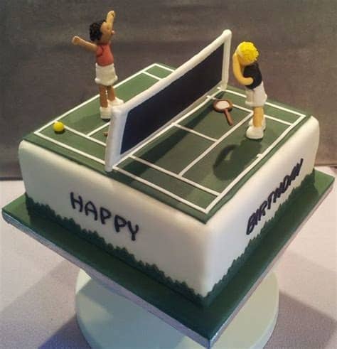 Rectangular cake decorated to look like a tennis court with hand moulded tennis raquettes and net. 19 best images about Cake - Tennis Football on Pinterest ...