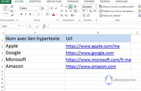 Créer Un Lien Hypertexte Vers Un Onglet Excel - Lien hypertexte Excel (Un guide complet)- Informatique-tuto