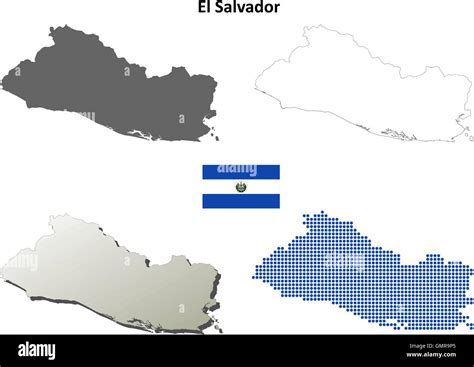El Salvador Umriss Karte Gesetzt Stock Vektorgrafik Alamy