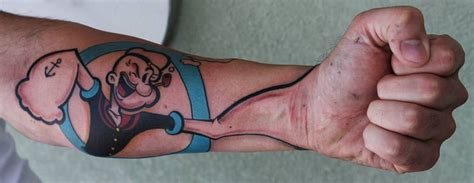 Popeye 3d Fist By Jake Smith At Outta Line Cartoon Tattoos Fist