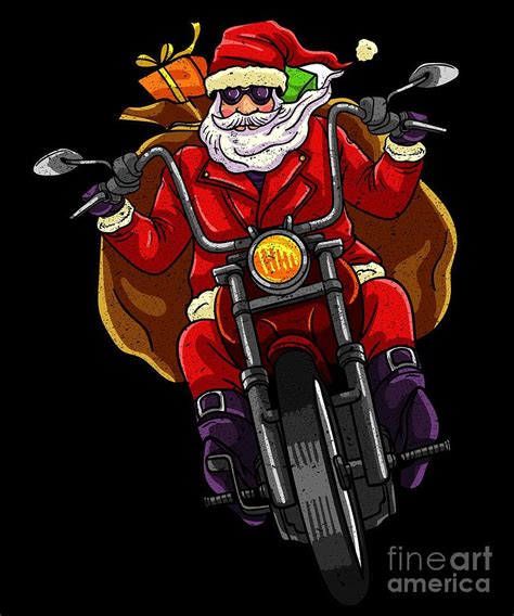 Santa Motorcycle Digital Art By Carlos Ocon Pixels