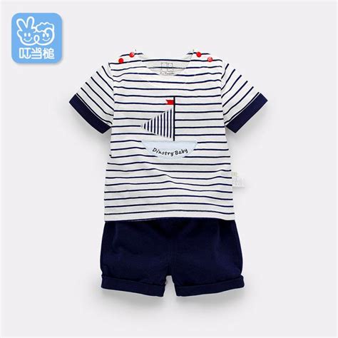 Dinstry Summer Naval Style Baby Clothes Suit For The Boy And Girl Unisex