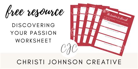 Free Resource Discovering Your Passion Worksheet Christi Johnson Creative