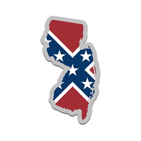 New Jersey State Shaped Rebel Confederate Flag Decal Nj Map Sticker