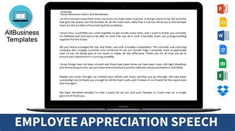 Employee Appreciation Speech Templates At