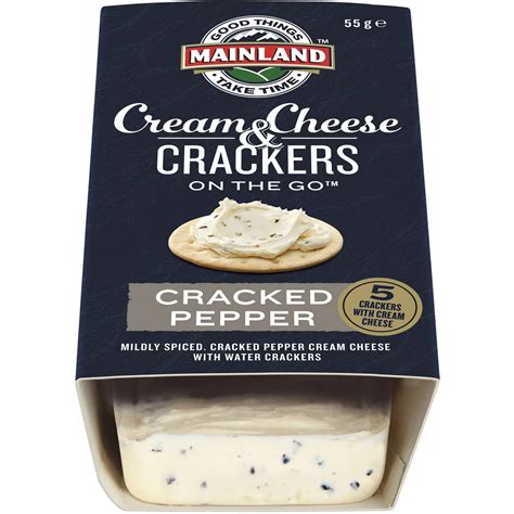 Mainland Cream Cheese And Cracked Pepper Crackers On The Go 55g Woolworths