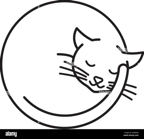 Sleeping Cat Vector Line Icon For World Sleep Day On March 13 Cute Pet