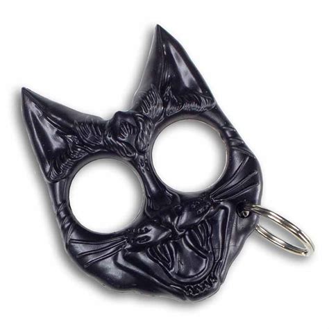 Black Cat Self Defense Keychain Cat Knuckle Keychains Cat Brass