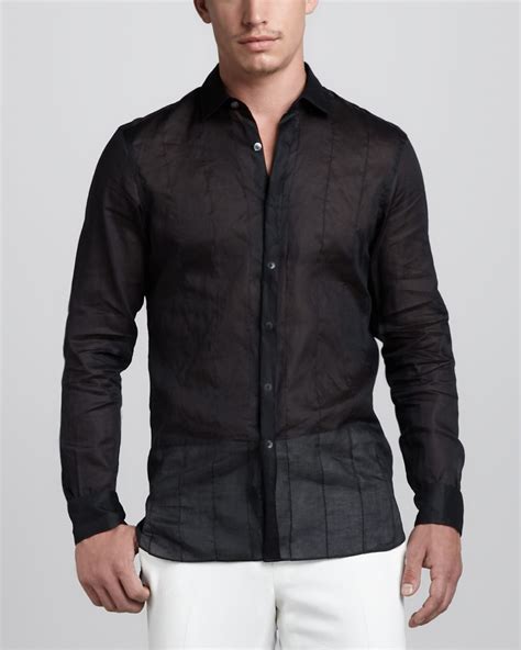 Lyst Lanvin Sheer Stitched Shirt In Black For Men