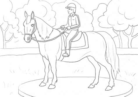 Coloriage Cavalier et cheval dessiné dessin gratuit à imprimer
