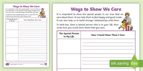 Ways To Show We Care Activity Sheet Teacher Made Twinkl