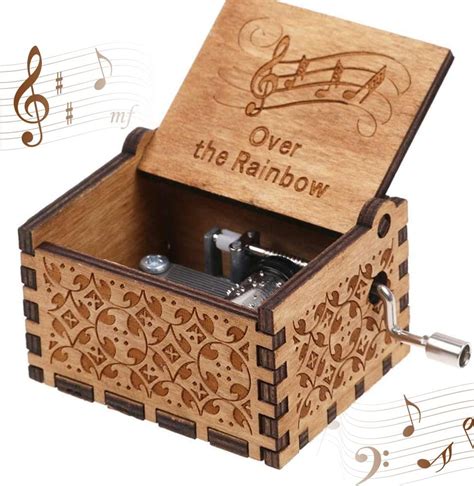 Over The Rainbow Music Boxesvintage Wood Hand Crank Carved Musical Box