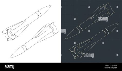 Stylized Vector Illustration Of Isometric Blueprints Of Air To Air