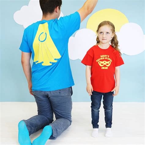 Personalised Daddy And Me Super Hero Tshirt Set By Sparks And Daughters