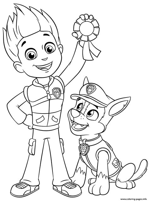 Paw Patrol Ryder And Chase Coloring Pages Printable