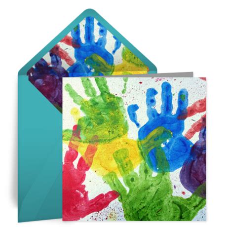 Baby shower isolated birthday painting card. Paint Handprints | Free Birthday eCard, Free Happy Birthday Card, Greeting Card | Punchbowl
