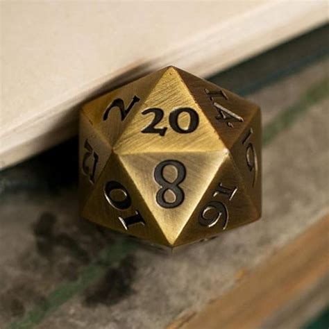 Kakapopotcg Extra Large Solid Metal Gold D20 Dice 20 Face With Black