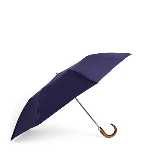 Lockwood Navy Wood Handle Telescopic Umbrella Harrods Uk