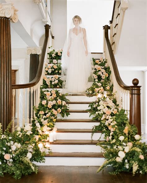 Flower pots can make your entrance look inviting. 15 Pretty Perfect Floral Staircase Decor - Perfete | Colorful wedding flowers, Staircase decor ...