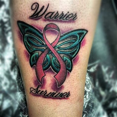 Lung cancer tattoo on half sleeve. Cancer Ribbon Butterfly Tattoo by WitchHammerTattoo on ...