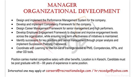 Manager Organizational Development | Career management, Performance ...
