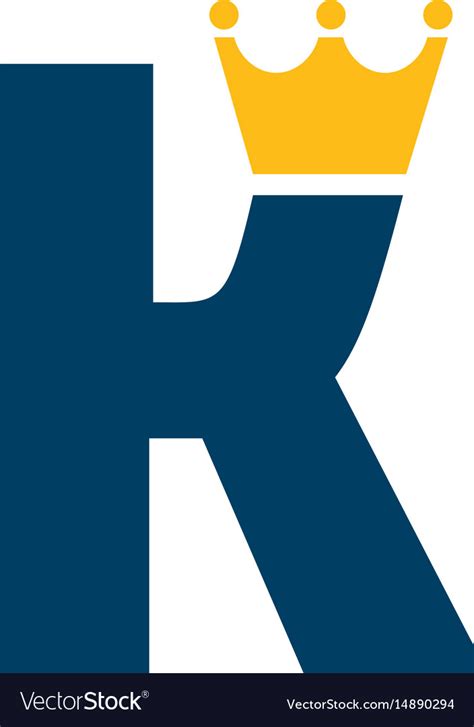 Letter k with square pixels logo design vector template. Letter k with crown logo design Royalty Free Vector Image