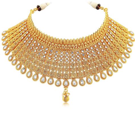 exclusive gold plated jalebi choker necklace set for women