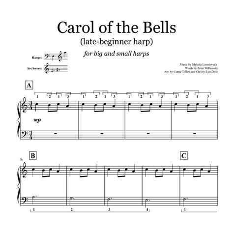 Carol Of The Bells Late Beginner Sheet Music Learning The Harp