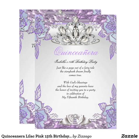 Quinceanera Lilac Pink 15th Birthday Party 2 Invitation | Zazzle.com | Quinceanera pink, 15th 