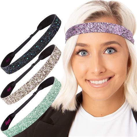 Hipsy Adjustable No Slip Wide Bling Glitter Headband 4