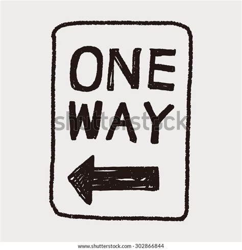 One Way Sign Doodle Stock Vector Royalty Free 302866844 Shutterstock