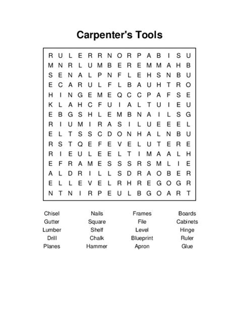 Carpenters Tools Word Search