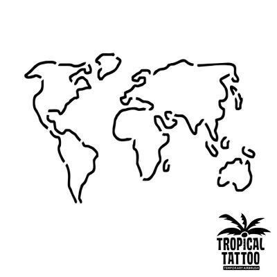 Weltkarte schwarz weiß umrisse schön. Weltkarte Umriss - Tropical Airbrush Tattoo