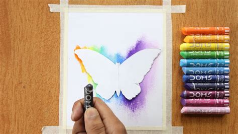 Rainbow Butterfly Scenery Drawing Easy Oil Pastel Drawing For