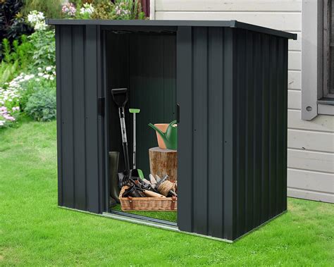 5ftx3ft Outdoor Metal Storage Shed Tool Shed With Sloping Roof And