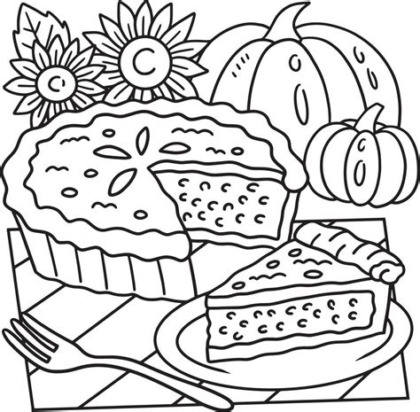 Thanksgiving Pumpkin Pie Coloring Page For Kids 8208766 Vector Art At