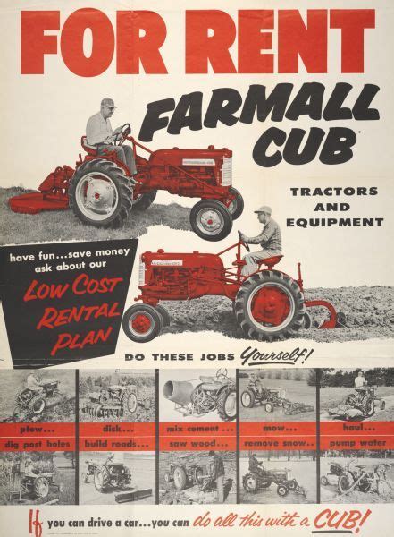Farmall Cub Tractor Advertising Poster Poster Wisconsin Historical