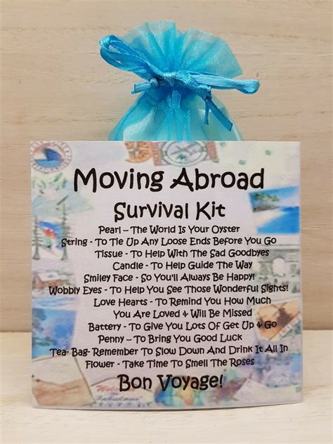 Moving Abroad Survival Kit A Unique Fun Novelty T Good Luck