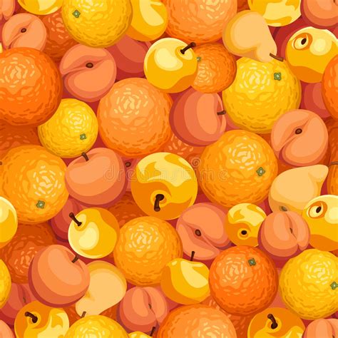 Seamless Background With Various Orange Fruits Vector Illustration