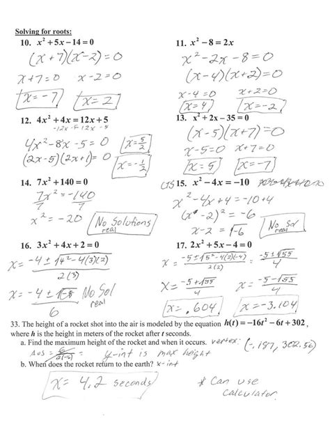 Factoring Quadratics With Complex Numbers With Quadratics Worksheet