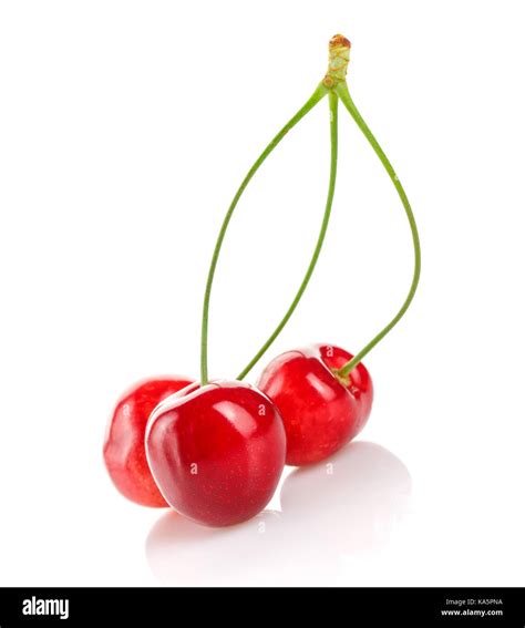 Red Cherries On A White Isolated Background Stock Photo Alamy