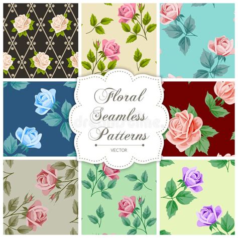 Set Of Floral Seamless Patterns Stock Vector Illustration Of Decor