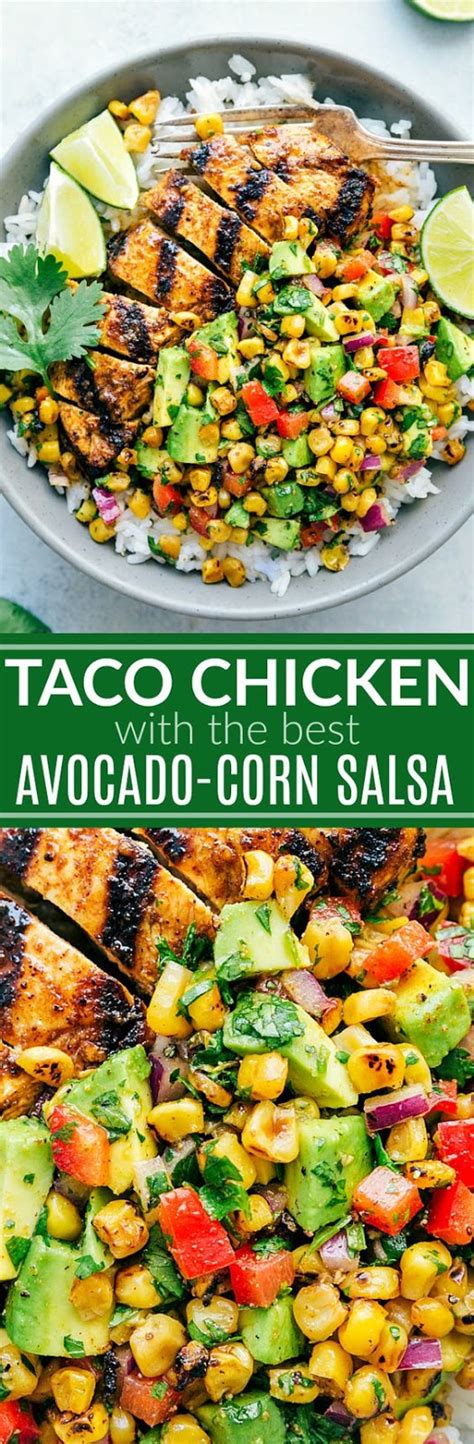 Home » recipes » chicken » grilled chicken taco salad recipe. Grilled Taco Chicken Bowls with a Corn Avocado Salsa ...