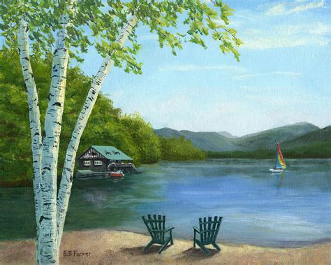 Beautiful boat scenes these paintings of boats have been created to meticulously reflect their originals. Lake Saranac Boat House Painting by Elaine Farmer