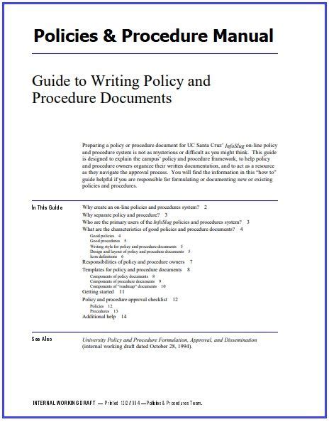 Police And Procedure Manual For Writing Policy And Procedure Documents